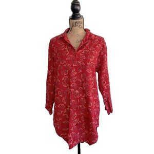 Walt Disney World Sleepwear Flannel Nightshirt Size S/M Gown Red Multicolor